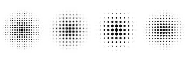 Halftone circular classic background set of four