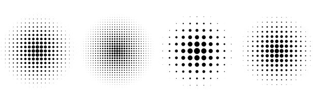 Halftone circular classic background set of four