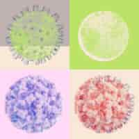 Free vector halftone coronavirus set illustration