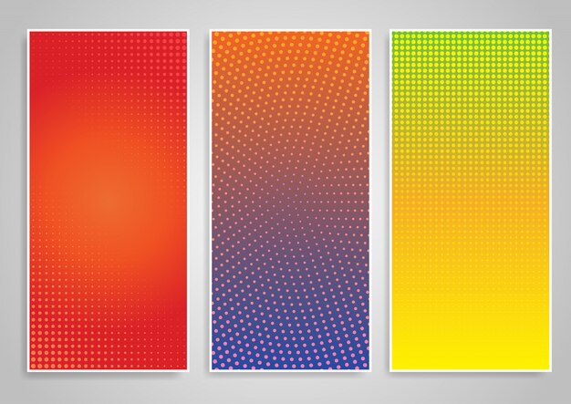 Halftone dot vertical background designs set