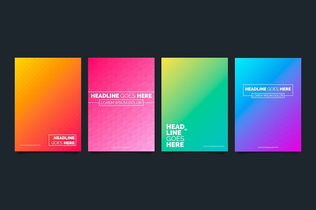 Free vector halftone gradient cover collection