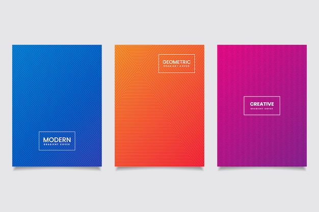 Free vector halftone gradient cover collection