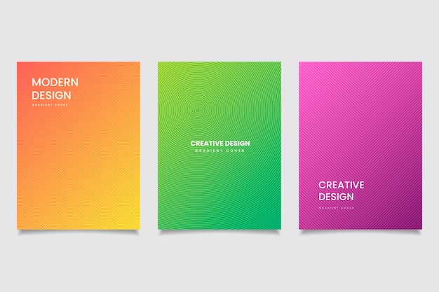 Free vector halftone gradient cover collection