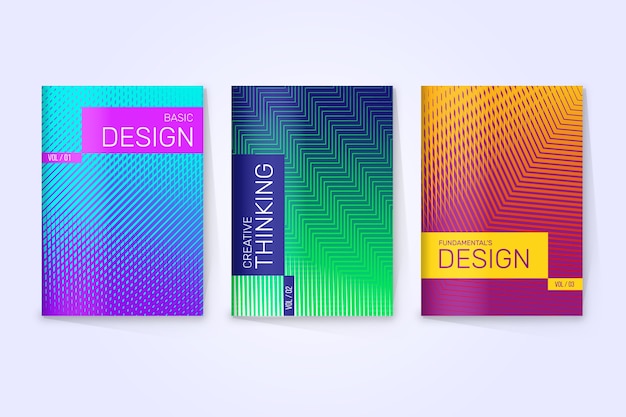 Free vector halftone gradient cover collection