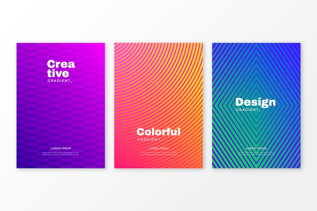 Free vector halftone gradient cover collection