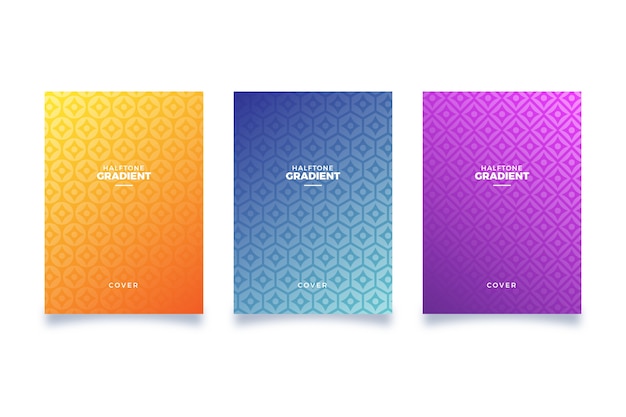 Free vector halftone gradient cover collection