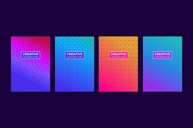 Free vector halftone gradient cover set