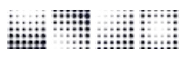halftone gradient square shape background set 