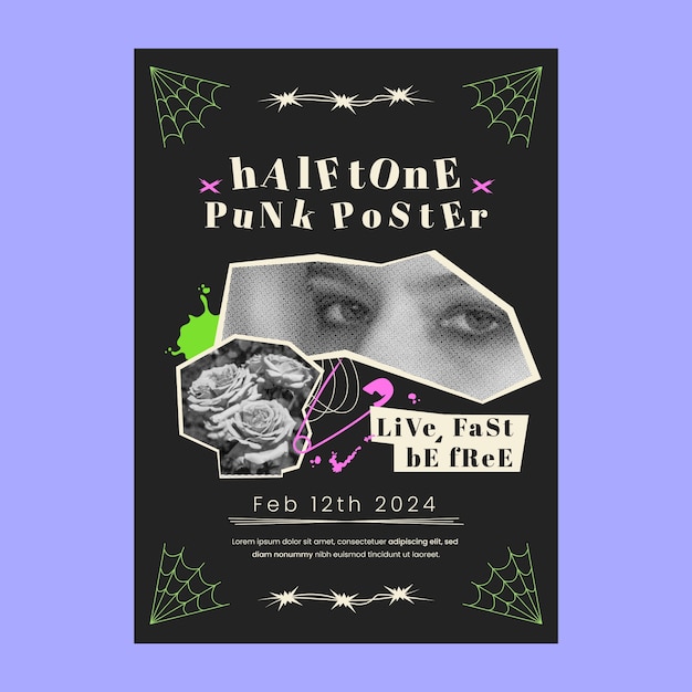 Free vector halftone punk template design