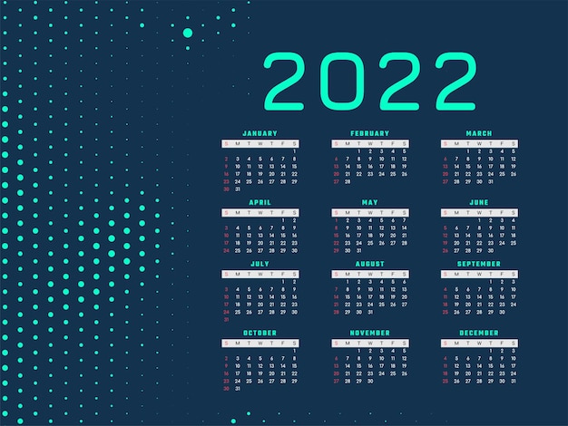 Полутоновый стиль новый год 2022 календарь дизайн вектор