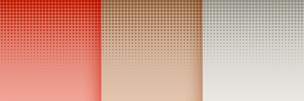 Free vector halftone wallpaper set in red brown and gray colors