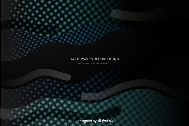 Free vector halftone waves dark background