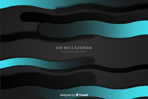 Free vector halftone waves dark background