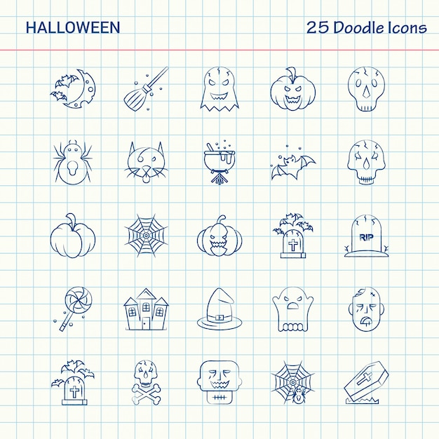 Halloween 25 icone di doodle