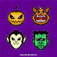 Free vector halloween avatar collection