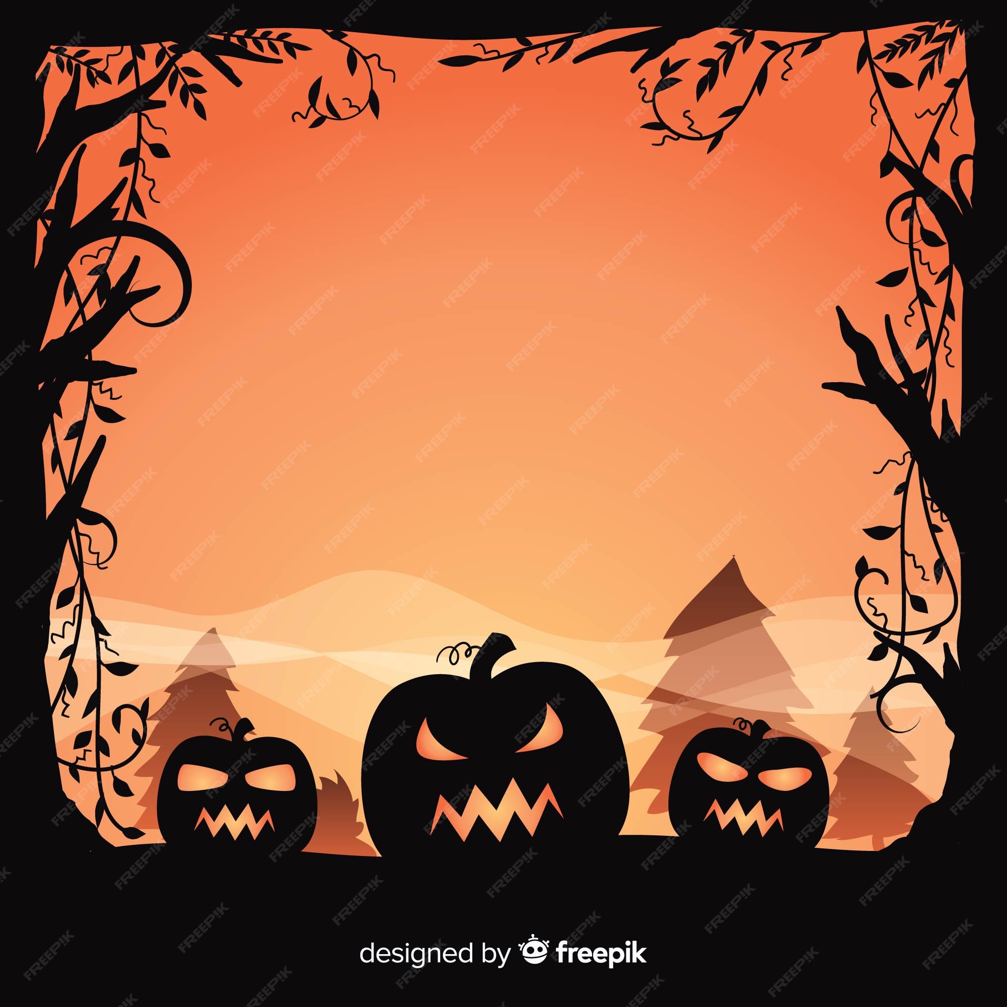 Free Vector | Halloween background design with spooky pumpkins