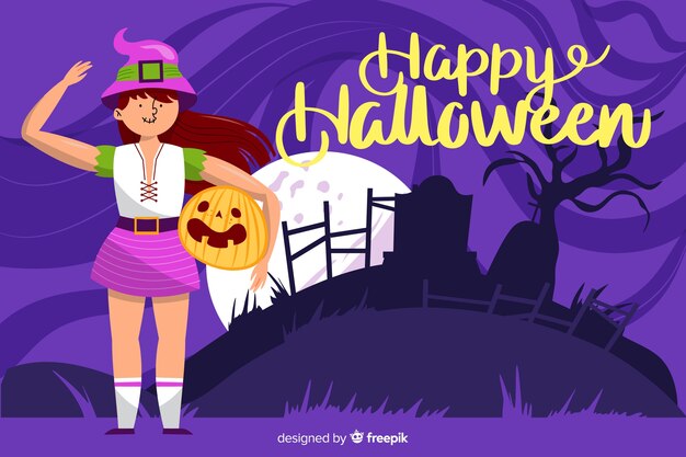 Halloween background in flat design