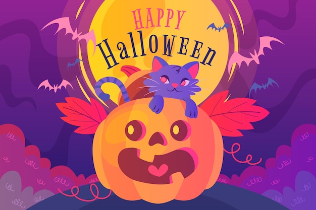 Vettore gratuito design piatto di sfondo di halloween