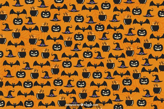 Free Vector halloween background in orange and black colors