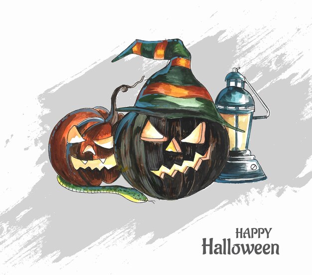 Free vector halloween background spooky pumpkin card design