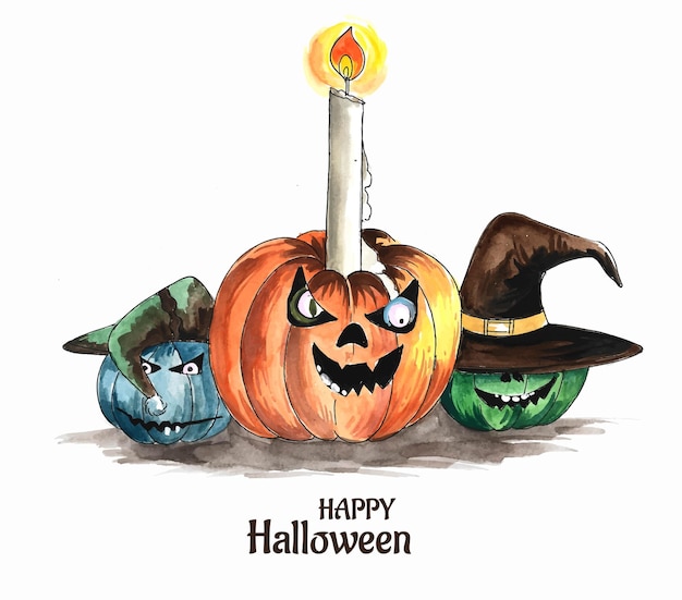 Halloween background spooky pumpkin card design