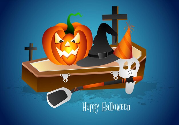 Halloween background spooky pumpkin card illustration design