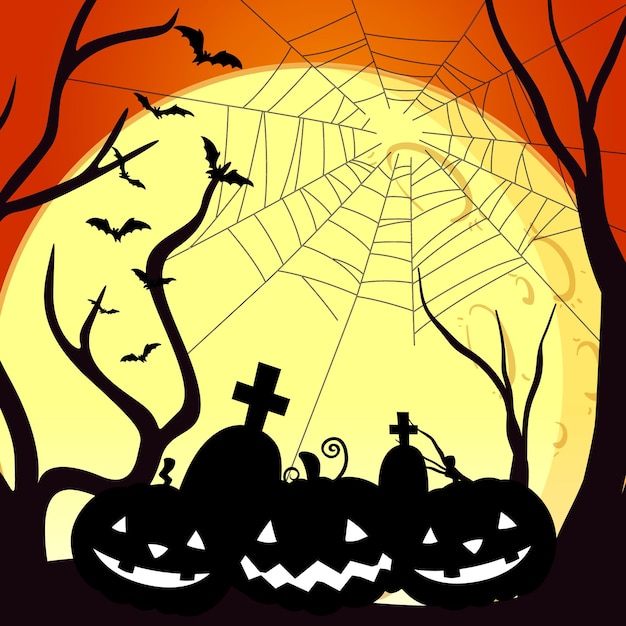 Halloween background template with scary pumpkin