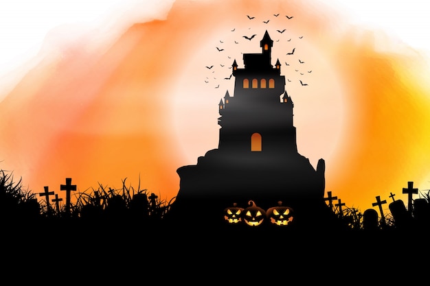Halloween background on watercolour texture 