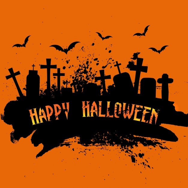 Free vector halloween background with black ink