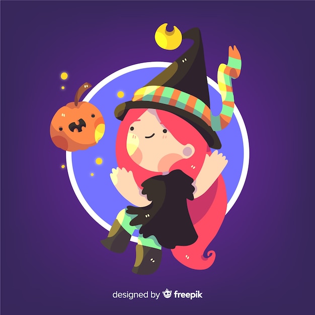 Хэллоуин фон с милой ведьмой