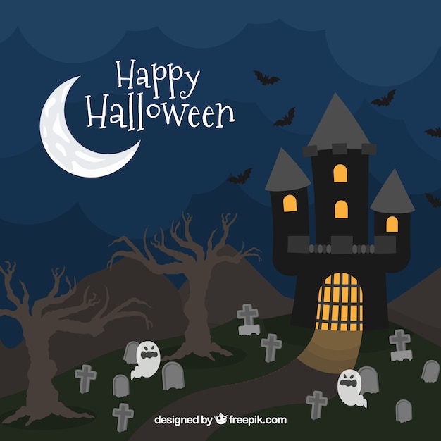 Halloween background with flat design