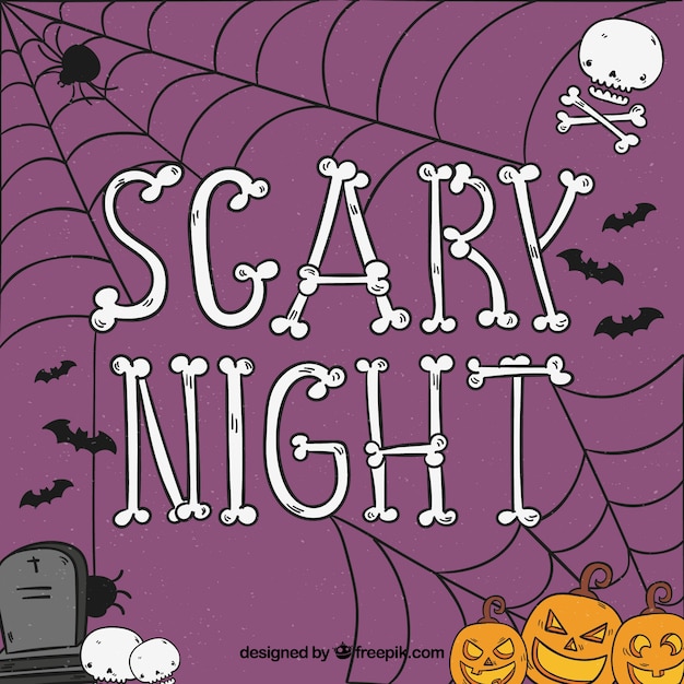 Free vector halloween background with hand drawn elements