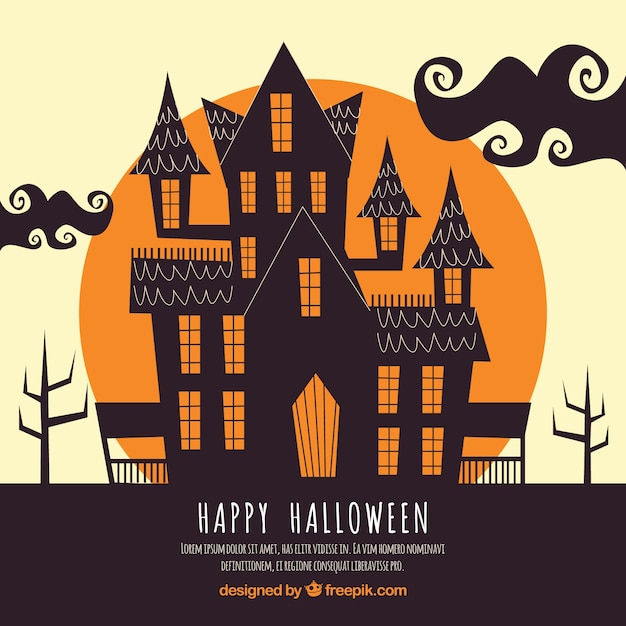 Halloween background with haunted house