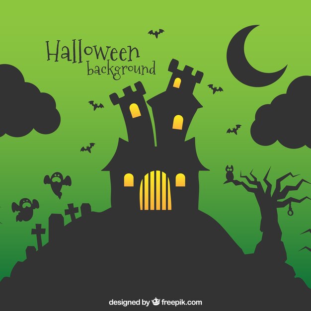 Halloween background with haunted house