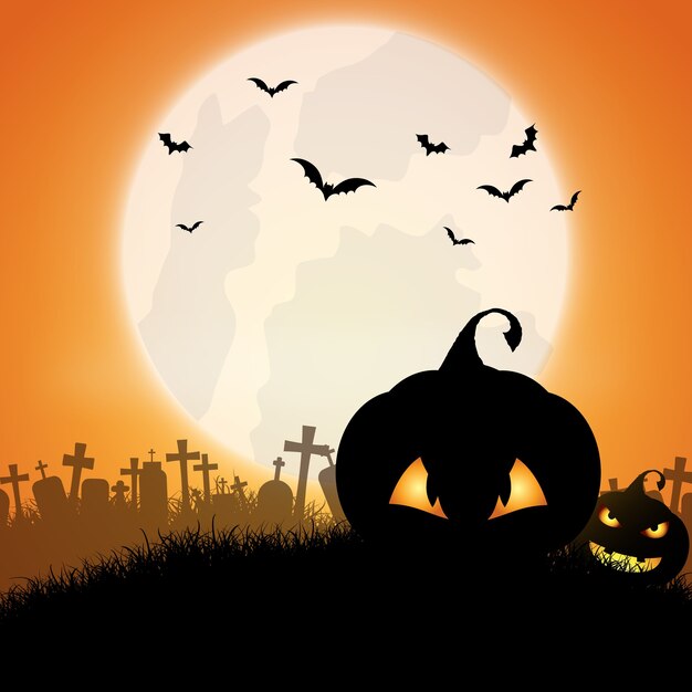 Halloween background with Jack o lanterns