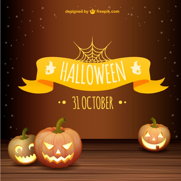 Free vector halloween background with pumpkins