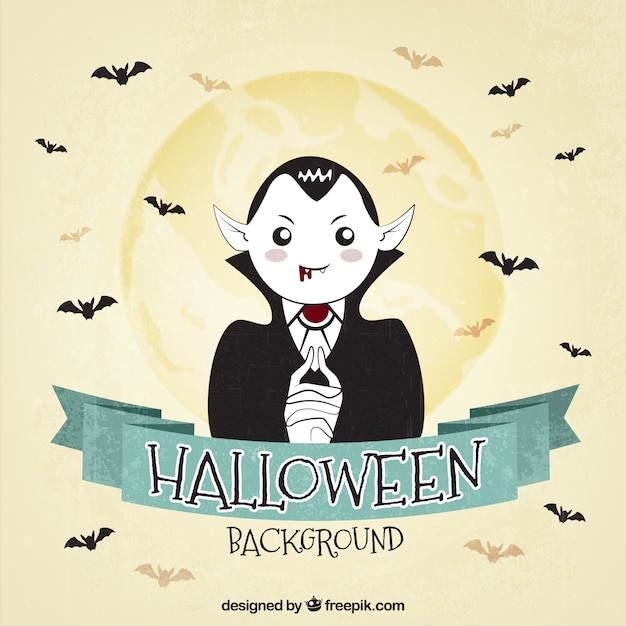 Free vector halloween background with vampire