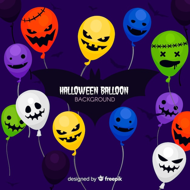 Free vector halloween background with various balloons