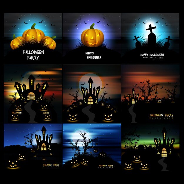 Vettore gratuito halloween sfondi collezione