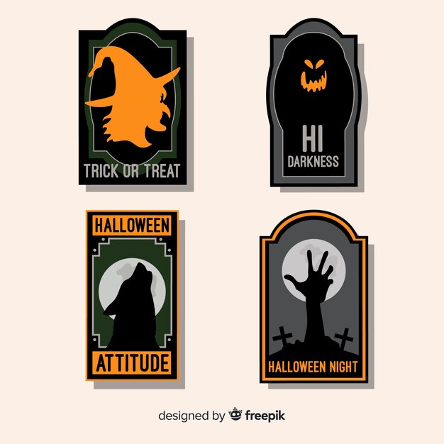 Halloween badge collection in flat design