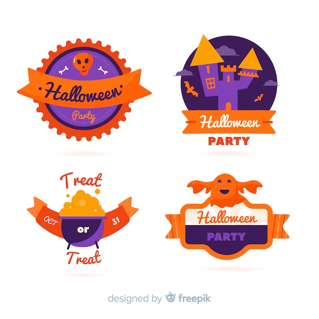 Free vector halloween badge collection in flat design