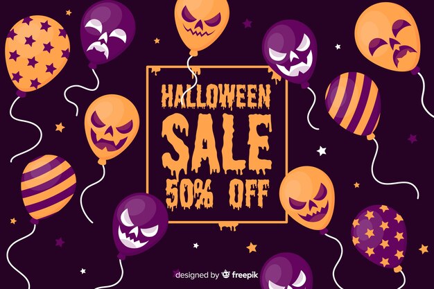 Vettore gratuito palloncini di halloween design design piatto