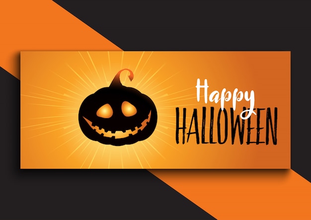 Halloween banner design with cute pumpkin