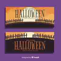 Free vector halloween banner on flat design