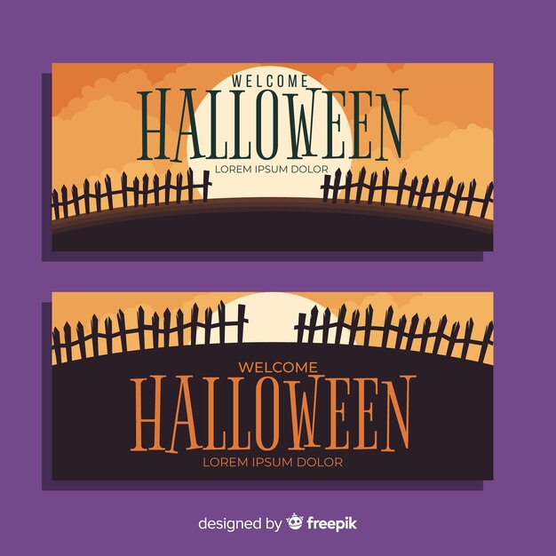 Halloween banner on flat design