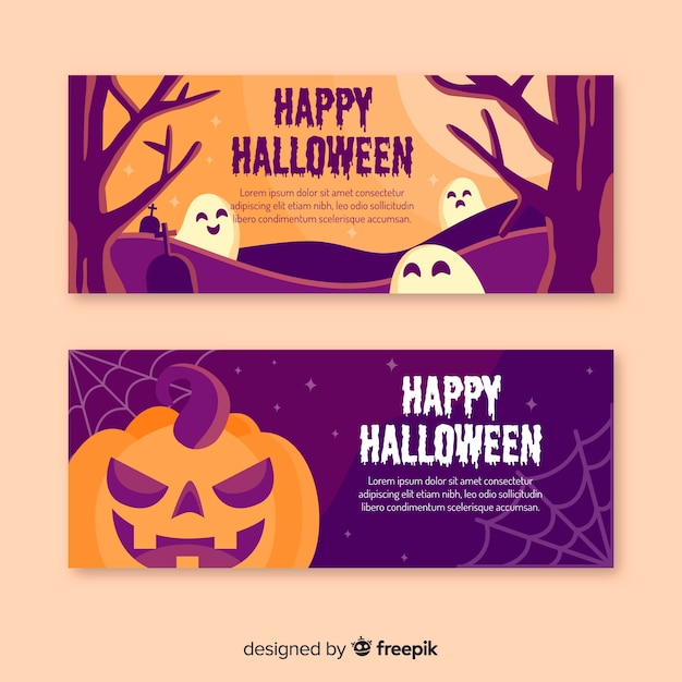 Design piatto per il modello banner halloween