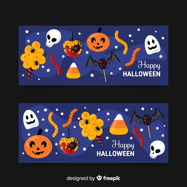 Halloween banner template flat design