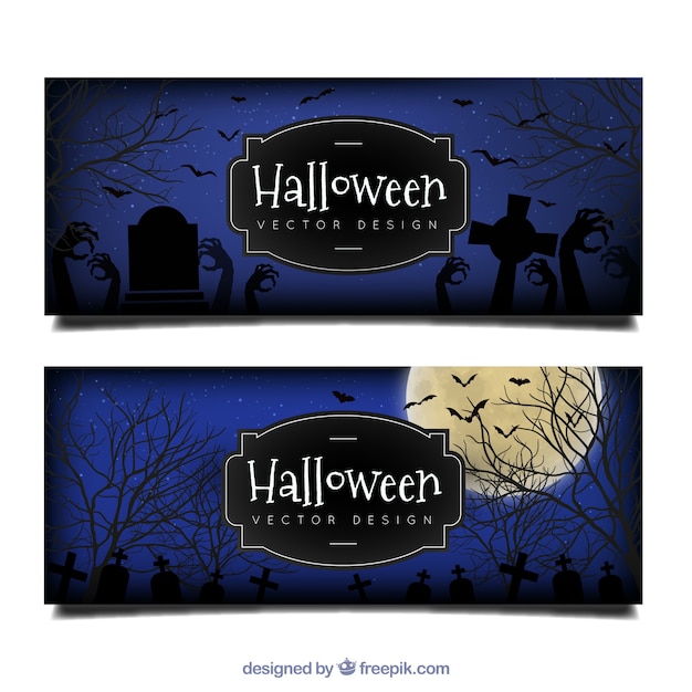 Halloween banners of cemetery