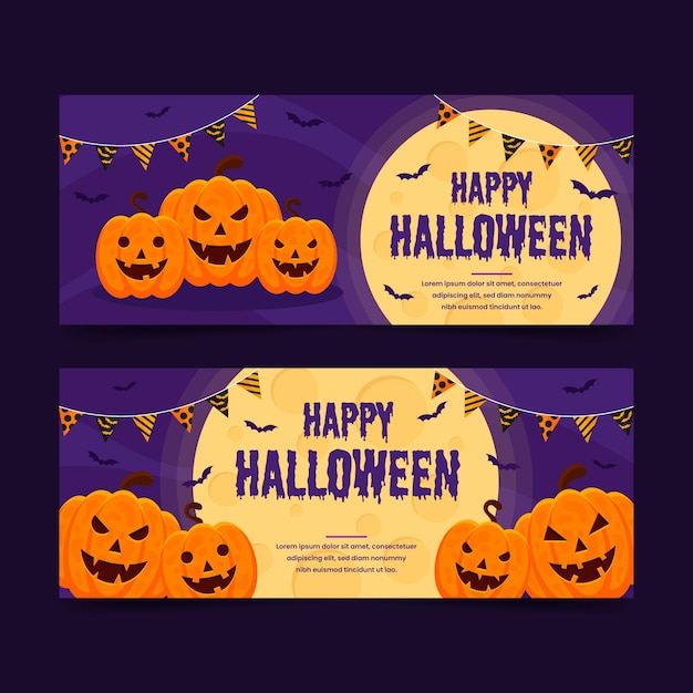 Бесплатное векторное изображение Хэллоуин баннеры шаблон темы
