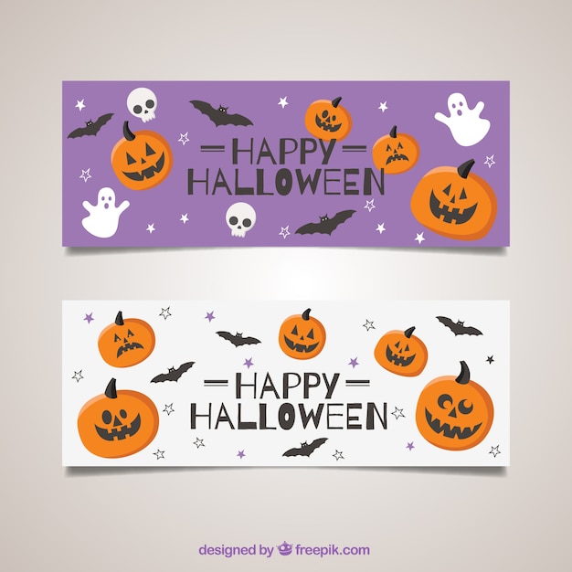 Halloween banners with beautiful pumpkins